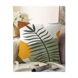 RealHomes Çift Taraflı Onedraw Çizimli Yaprak Desenli Dijital Baskılı Modern Raşel Örme Yastık Kılıfı, Sonil-K7520-43x43cm