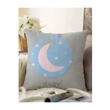 RealHomes Çift Taraflı Pembe Zeminde Uçan Balonlar Ve Fil Desenli Çocuk Odası Raşel Örme Yastık Kılıfı, Sonil-K4599-43x43cm