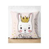 RealHomes Çift Taraflı Pembe Zeminli Little Princess Desenli Dijital Baskılı Süet Yastık Kılıfı