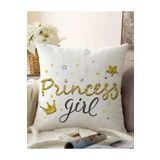 RealHomes Çift Taraflı Princess Girl Yazı Desenli Dijital Modern Raşel Örme Yastık Kılıfı, Sonil-K-2118-55x55cm
