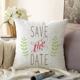 RealHomes Çift Taraflı Save The Date Motifli Dijital Baskılı Şönil Yastık Kırlent Kılıfı