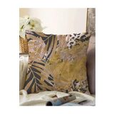 RealHomes Çift Taraflı Siyah Leopar Zeminde Kurumuş Yaprak Motifli Modern Raşel Örme Yastık Kılıfı, Sonil-K5770-43x43cm
