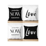 Realhomes Çift Taraflı Yesterday Now Tomorrow ve Love Kombin 4’lü Süet Kırlent Kılıf Seti