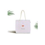 RealHomes Çocuk Çantası - Mavi Pembe Zigzaglı I Love Animal Desenli Kumaş Çanta, Canta-4592p