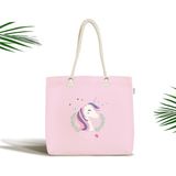 RealHomes Çocuk Çantası - Pembe Zeminli Magic Unicorn Tasarımlı Kumaş Çanta