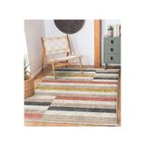 RealHomes Çok Renkli Zemin Patchwork Motifli Kilim Desenli Geometrik Koridor Mutfak Kaymaz Taban Saçaklı Halı HaliDik-Deluxe-11389, 120 x 120