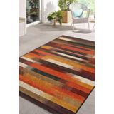 RealHomes Çok Renkli Zemin Patchwork Motifli Yöresel Desenli Vintage Klasik Salon & Oturma Odası Saçaklı Halı HaliDik-Deluxe-12028, 80 x 200