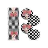 RealHomes Dama Zeminli Fashion Girl Tasarımlı 4 Yuvarlak Kırlent Kılıfı Ve 1 Runner Seti