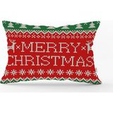 RealHomes DIK-3034 Merry Christmas Motifli Dijital Baskılı Dikdörtgen Kırlent Kılıfı