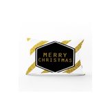 RealHomes DIK-3065 Altın Şeritli Merry Christmas Desenli Dekoratif Dikdörtgen Kırlent Kılıfı