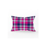 RealHomes DIK-3077 Pembe Lacivert Ekose Desenli Dekoratif Dikdörtgen Kırlent Kılıfı