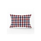 RealHomes DIK-3082 Bordo Lacivert Ekose Desenli Dekoratif Dikdörtgen Kırlent Kılıfı