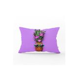 RealHomes DIK-3206 Mor Zeminde Ananas Desenli Modern Dikdörtgen Kırlent Kılıfı