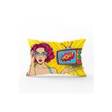 RealHomes DIK-3275 Pop Art Wow Desenli Özel Tasarım Dekoratif Dikdörtgen Kırlent Kılıfı