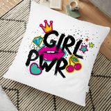 RealHomes Dudak Baskılı Girl Power Dijital Baskılı 70x70 cm Yer Minderi