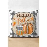 RealHomes Ekose Motifli Kabak Tasarımlı Modern Süet Yastık Kırlent Kılıfı
