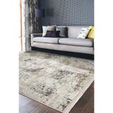 RealHomes Ekrugri Zemin Kanvas Motifli Eskitme Desenli Eskitme Motifli Vintage Salon Kaymaz Taban Saçaklı Halı HaliDik-Deluxe-11708, 80 x 150