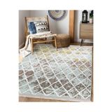 RealHomes Eskitme Zeminde Geometrik Motifli Klasik Desenli Geometrik Eskitme Motifli Salon Kaymaz Saçaklı Halı HaliDik-Deluxe-11280, 80 x 150