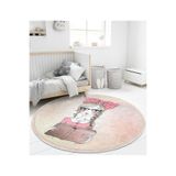 RealHomes Fashion Girl Çocuk & Genç Odası Makinede Yıkanabilir Kaymaz Tabanlı Püsküllü Yuvarlak Çocuk Halısı HaliYuvCck-Deluxe-595, 150 x 150