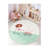 RealHomes Fashion Girl Çocuk & Genç Odası Makinede Yıkanabilir Kaymaz Tabanlı Püsküllü Yuvarlak Çocuk Halısı HaliYuvCck-Deluxe-718, 150 x 150