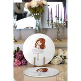 RealHomes Fashion Girl Desenli Modern 2 1 Yuvarlak Servis Altlığı Supla