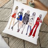 RealHomes Fashion Girl Dijital Baskılı Modern 70x70 cm Yer Minderi