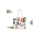 RealHomes Fashion Womens Dijital Baskılı Fermuarlı Plaj Çantası, Canta-5074son