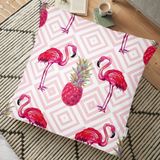 RealHomes Flamingo Desenli Dijital Baskılı 70x70 cm Yer Minderi