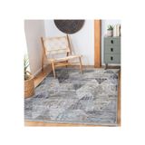 RealHomes Füme Zeminde Eskitme Motifli Retro Desenli Geometrik Eskitme Motifli Salon Kaymaz Taban Saçaklı Halı HaliDik-Deluxe-11213, 80 x 150