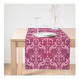 Realhomes Fuşya Zeminli Damask Motifler Modern Süet Runner