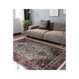 RealHomes Geleneksel Zeminde Otantik Motifli Yöresel Desenli Vintage Eskitme Motifli Salon Kaymaz Saçaklı Halı HaliDik-Deluxe-11524, 80 x 150