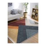RealHomes Geometrik Motifli Örme Desenli Geometrik Klasik Salon & Oturma Odası Kaymaz Taban Saçaklı Halı HaliDik-Deluxe-11109, 80 x 150