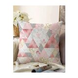 RealHomes Geometrik Pembe Ve Gri Mermer Motifli Çift Taraflı Özel Tasarım Raşel Örme Yastık Kılıfı, Sonil-K-5293-55x55cm