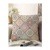 RealHomes Geometrik Şekilli Hint Desenli Çift Taraflı Dijital Baskılı Raşel Örme Yastık Kırlent Kılıfı, Sonil-K2388-43x43cm