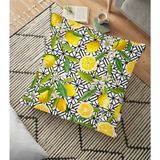 RealHomes Geometrik ve Limon Desenli 3D Dijital Baskılı 70x70 cm Yer Minderi