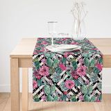 Realhomes Geometrik Zeminde Çiçek ve Kaktüsler Özel Tasarım Süet Runner