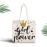 RealHomes Girl Power Yazı Desenli Dijital Baskılı Fermuarlı Kumaş Çanta