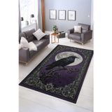 Realhomes Gizemli Karga Desenli Yıkanabilir Kaymaz Taban Salon Halısı