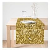 Realhomes Gold Zeminde Merry Christmas Yazılı Dijital Baskılı Özel Tasarım Süet Runner