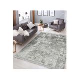 RealHomes Gri Antrasit Zeminde Eskitme Motifli Antika Desenli Eskitme Motifli Vintage Salon & Saçaklı Halı HaliDik-Deluxe-12058, 80 x 150