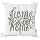 RealHomes Gri Home Sweet Home Modern Baskılı Pofidik Sandalye Minderi