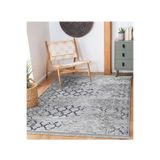 RealHomes Gri - Lacivert Zeminde Morrocan Motifli Antika Desenli Geometrik Koridor Yatak Odası Saçaklı Halı HaliDik-Deluxe-11918, 60 x 120