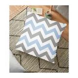 RealHomes Gri Mavi Zigzag Desenli Dijital Baskılı Modern 70x70 cm Yer Minderi