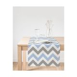Realhomes Gri Mavi Zigzag Desenli Dijital Baskılı Modern Süet Runner