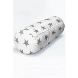RealHomes Gri Yıldız Şekilli Dekoratif Iç Dolgulu - Fermuarlı Süet Berjer Silindir Yastık Kırlent