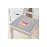 RealHomes Gri Zemin Baby Shower Temalı Özel Tasarımlı Dijital Baskılı Çocuk Odası Fermuarlı Sandalye Minderi