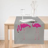 Realhomes Gri Zemin Flamingo Desenli Dijital Süet Runner