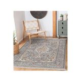 RealHomes Gri Zemin Kilim Motifli Uşak Desenli Avangarde Vintage Salon Oturma Odası Kaymaz Taban Saçaklı Halı HaliDik-Deluxe-11469, 80 x 150