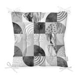 RealHomes Gri Zeminde Dekoratif Mermer Desenli Dijital Baskılı Pofidik Sandalye Minderi