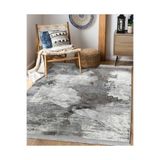 RealHomes Gri Zeminde Eskitme Motifli Retro Desenli Eskitme Motifli Salon & Oturma Odası Saçaklı Halı HaliDik-Deluxe-11232, 80 x 100
